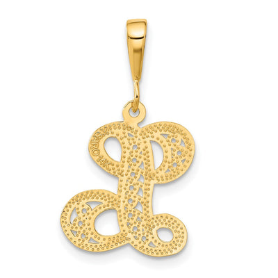 14K Yellow Gold Polished Script Filigree Letter Q Initial Pendant