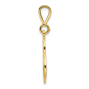 14K Yellow Gold Polished Script Filigree Initial Letter Pendant Necklace (Style C569S)