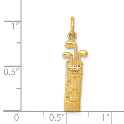 14K Golf Bag Charm, 27 x 7mm