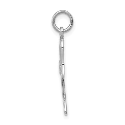 14K White Gold Ankh Cross Pendant, 26 x 12mm