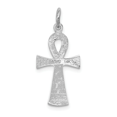 14K White Gold Ankh Cross Pendant, 26 x 12mm
