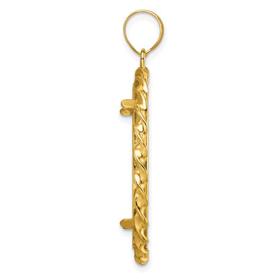 Wideband Distinguished Coin Jewelry 14K Polished Wide Twisted Wire Prong Coin Bezel Pendant, 43.6 x 34mm