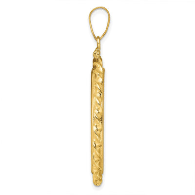 Wideband Distinguished Coin Jewelry 14K Polished Wide Twisted Wire x Screw Top Coin Bezel Pendant, 44.7 x 34mm