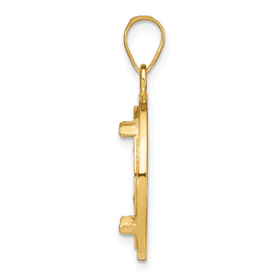 Wideband Distinguished Coin Jewelry 14K Polished and Beaded Prong Coin Bezel Pendant, 28.3 x 19.8mm