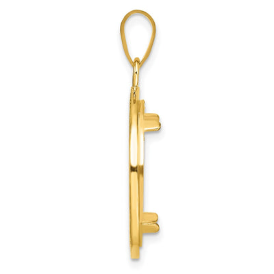 Wideband Distinguished Coin Jewelry 14K Polished and Beaded Prong Coin Bezel Pendant, 31.1 x 22mm