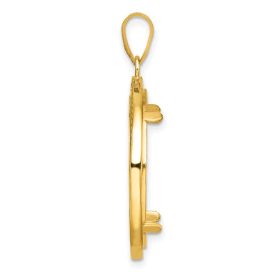 Wideband Distinguished Coin Jewelry 14K Polished and Beaded Prong Coin Bezel Pendant, 34.6 x 26.55mm