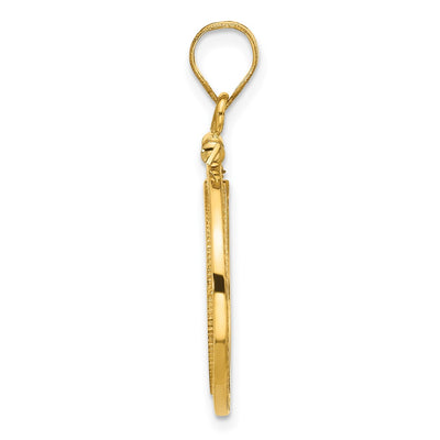 Wideband Distinguished Coin Jewelry 14K Polished and Beaded x Screw Top Coin Bezel Pendant, 31 x 19.7mm