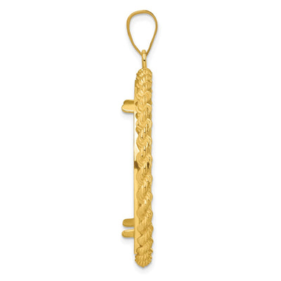 Wideband Distinguished Coin Jewelry 14K Polished with Casted Rope Prong Coin Bezel Pendant, 47.7 x 38.8mm