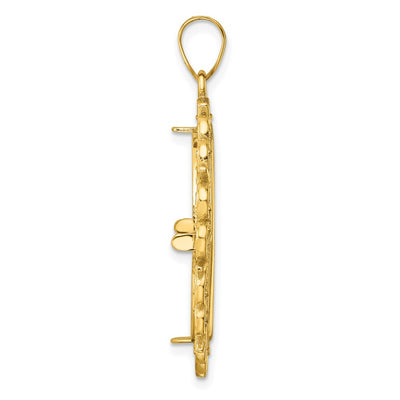 Wideband Distinguished Coin Jewelry 14K Polished Fancy Prong Coin Bezel Pendant, 38.5 x 30mm