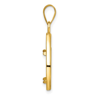 Wideband Distinguished Coin Jewelry 14K Polished Lightweight Teardrop Prong Coin Bezel Pendant, 31.3 x 17.75mm