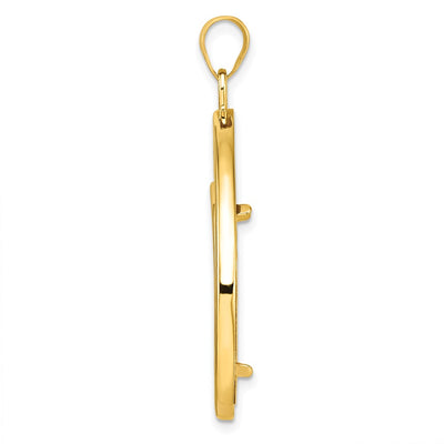 Wideband Distinguished Coin Jewelry 14K Polished Lightweight Teardrop Prong Coin Bezel Pendant, 43 x 27.15mm
