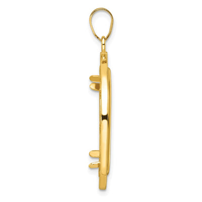 Wideband Distinguished Coin Jewelry 14K Polished Fancy Wire Prong Coin Bezel Pendant, 37.8 x 28.7mm