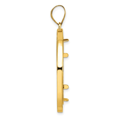Wideband Distinguished Coin Jewelry 14K Polished Fancy Wire Prong Coin Bezel Pendant, 45.85 x 35.5mm