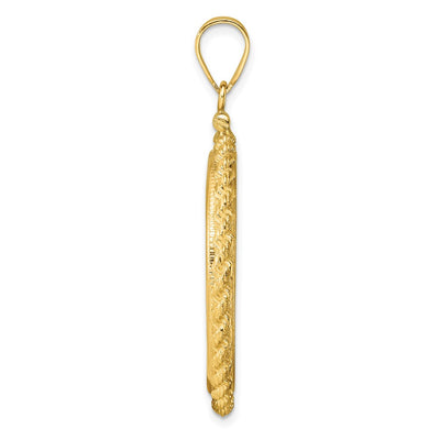 Wideband Distinguished Coin Jewelry 14K Polished Casted Rope x Screw Top Coin Bezel Pendant, 44.1 x 33mm