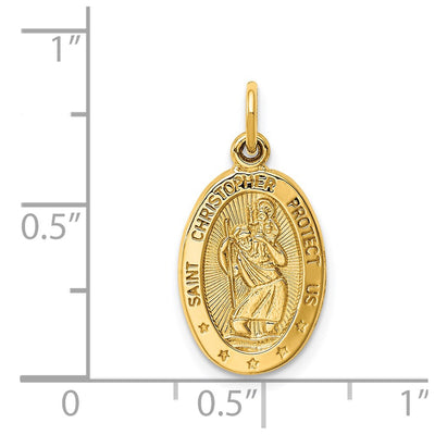 14K Saint Christopher Medal Charm, 21.75 x 11mm