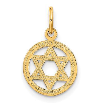 14K Solid Polished Star of David Charm, 19 x 12mm