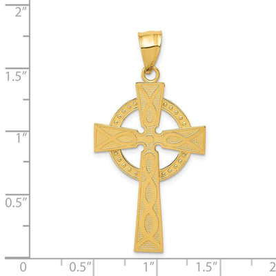 14K Celtic Cross Pendant, 45 x 24mm