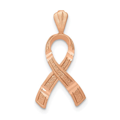 14K Rose Gold Diamond-cut Awareness Pendant