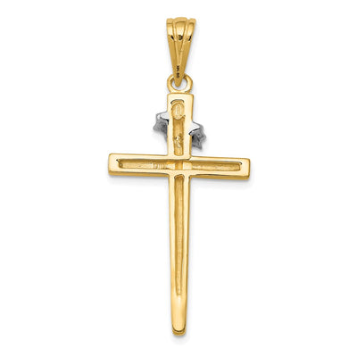 14K Two-Tone Cross w/Crown of Thorns Pendant