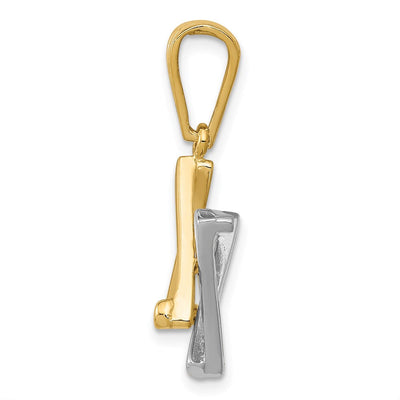 14K Two-tone Star of David Pendant, 28 x 16mm