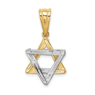 14K Two-tone Star of David Pendant, 28 x 16mm