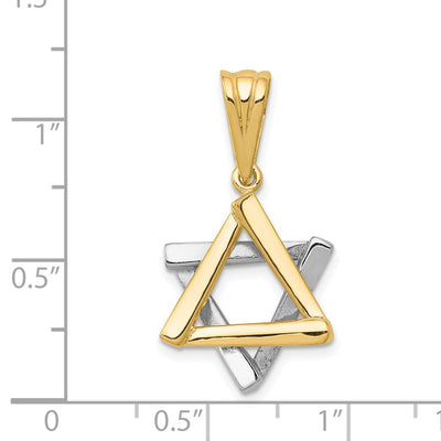 14K Two-tone Star of David Pendant, 28 x 16mm