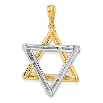 14K Two-tone Star of David Pendant, 39 x 24mm