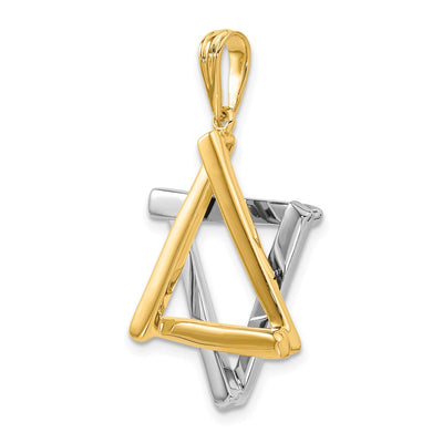 14K Two-tone Star of David Pendant, 39 x 24mm