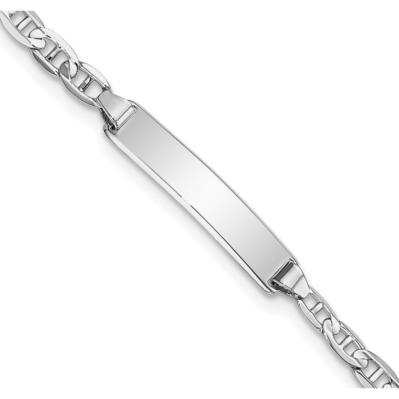 14K white gold anchor link anchor ID bracelet