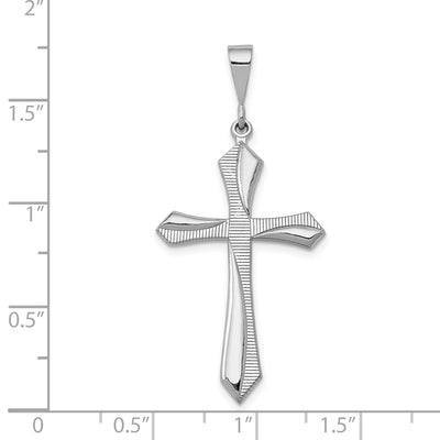14K White Gold Passion Cross Pendant, 43 x 20mm