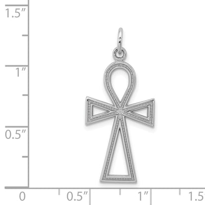 14K White Gold Ankh Cross Pendant, 37 x 14mm