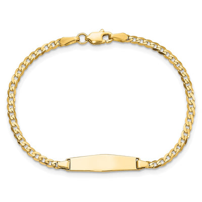 14K Polished Solid Chain/Solid Plate Curb Link Soft Diamond Shape 19.5x5.5mm Plate Baby/Child ID Bracelet