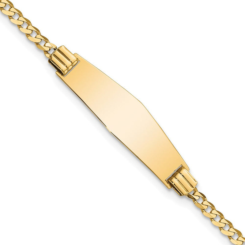 14K gold curb link plate ID bracelet