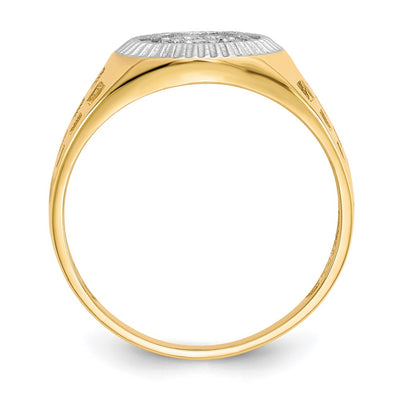 14K w/Rhodium Men's CZ Cluster Ring