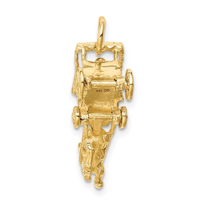 14K Solid Polished 3-Dimensional Horse and Carriage Charm