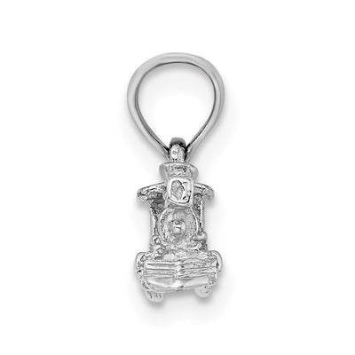 14K White Gold 3-D Miniature Train Charm, 6.25 x 12.1mm