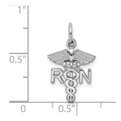 14K White Gold RN Charm, 20 x 12mm