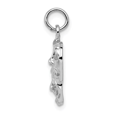 14K White Gold Polished Open-Backed Comedy/Tragedy Charm