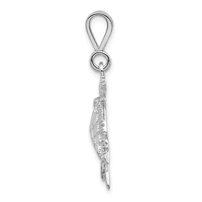 14K White Gold Solid Polished Open-Backed Sea Turtle Pendant, 32 x 21mm