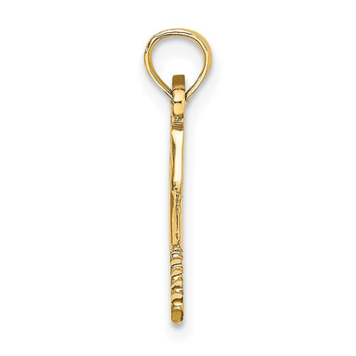 14K Solid Polished 3-D Tennis Racquet Charm, 7.2 x 23.5mm