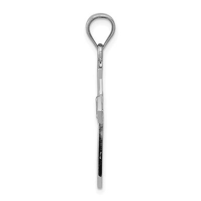 14K White Gold Passion Cross Pendant, 31 x 18mm