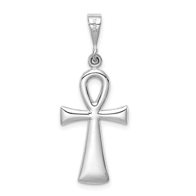 14K White Gold Ankh Cross Pendant, 36 x 15mm