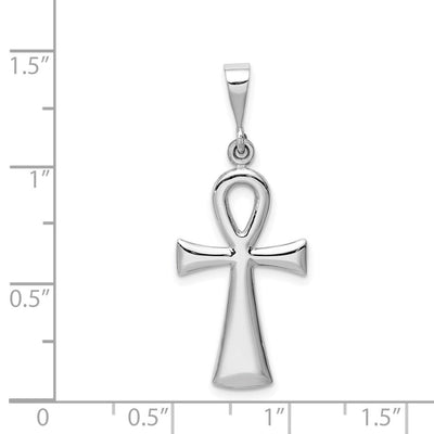 14K White Gold Ankh Cross Pendant, 36 x 15mm