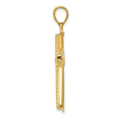 14K Twisted Cross Pendant, 39 x 21mm
