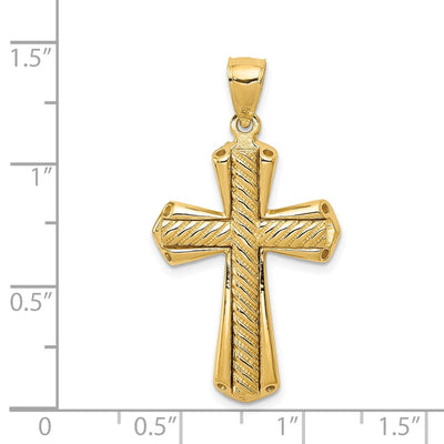 14K Twisted Cross Pendant, 39 x 21mm