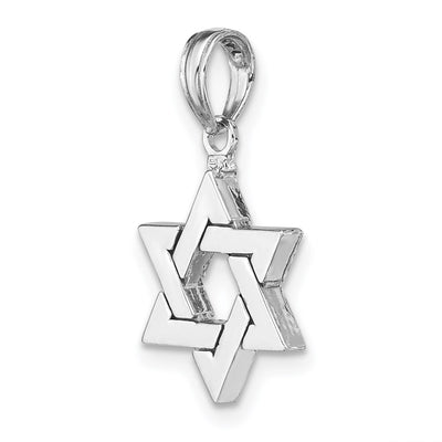 14K White Gold Polished Star of David Pendant