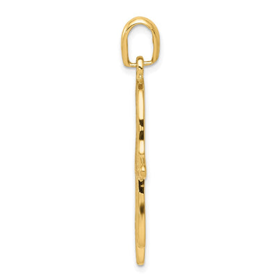 14K Filigree Chamseh Pendant, 40 x 21mm