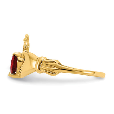 14K CZ January Birthstone Claddagh Heart Ring