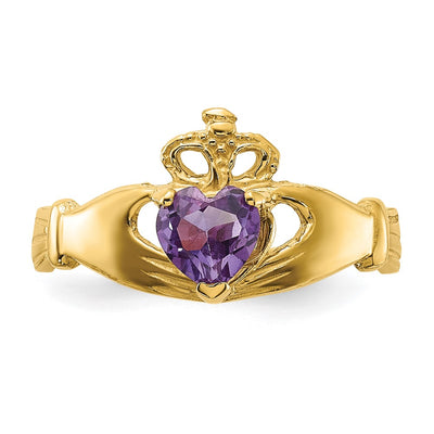 14K CZ June Birthstone Claddagh Heart Ring