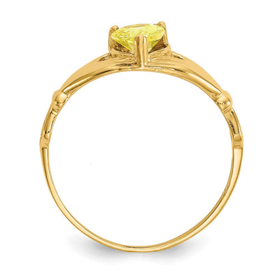 14K CZ November Birthstone Claddagh Heart Ring